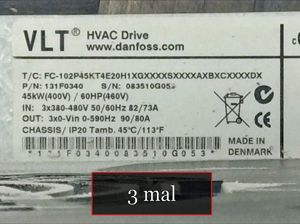 4er Set Danfoss Frequenzumrichter 45kW HVAC Drive 3x FC-102P45KT4, 1x FC-302P45K Bild 2
