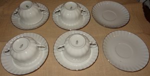 CT Wunsiedel R Bavaria Porcelain 4 Suppentassen 6 Untertassen weiß Goldrand16,5 Porzellan Servicetei Bild 5
