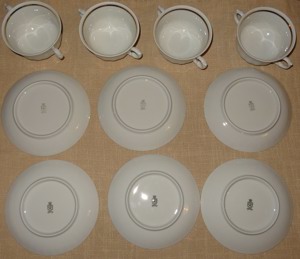CT Wunsiedel R Bavaria Porcelain 4 Suppentassen 6 Untertassen weiß Goldrand16,5 Porzellan Servicetei Bild 7