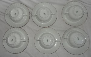CT Wunsiedel R Bavaria Porcelain 4 Suppentassen 6 Untertassen weiß Goldrand16,5 Porzellan Servicetei Bild 2