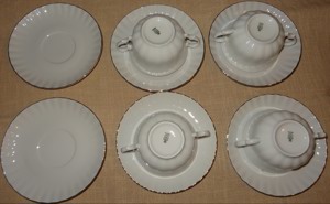 CT Wunsiedel R Bavaria Porcelain 4 Suppentassen 6 Untertassen weiß Goldrand16,5 Porzellan Servicetei Bild 8