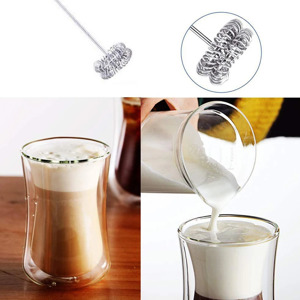 Elektrischer Milchaufschäumer Schneebesen für Kaffee Crema mit Glasbecher Bild 6