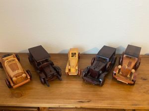 5x wunderschöne Autos aus Holz (40cm), Oldtimer, Sammler, Deko, Sammlung, Liebe, PKW, Spielzeug,