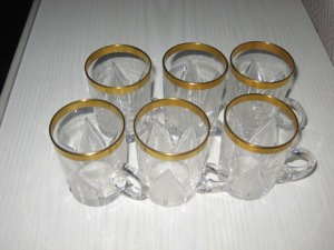 6 Teegläser mit Unterteller sowie 6 Schälchen Bild 2