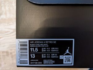 Jordan 4 Black Canvas 45,5 - Nike Air Jordan IV Bild 6