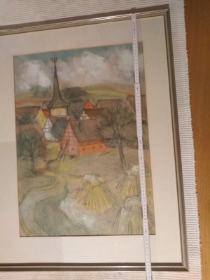 Großes Aquarell-Gemälde signiert "Fränkische Landschaft" Bild 6
