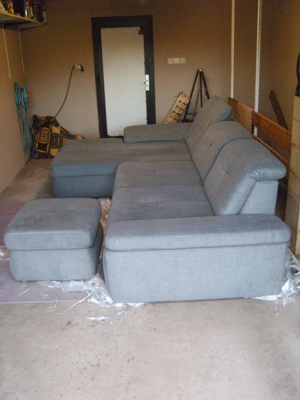 Couch Wohnlandschaft Sofa Argo Nemo Möbel Ehrmann  grau mit Hocker+Nierenkissen Bild 1