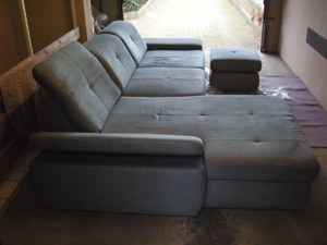 Couch Wohnlandschaft Sofa Argo Nemo Möbel Ehrmann  grau mit Hocker+Nierenkissen Bild 2