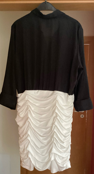  Hemdblusenkleid elegant, schwarz weiß, Gr. 46 Bild 3