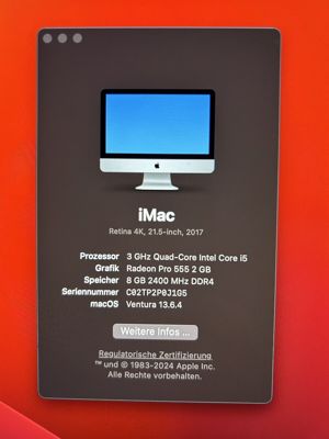  Apple IMAC 21,5  Retina 4K - 2017 - 1TB in OVP Bild 5