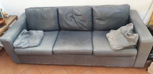 Leder-Relaxsessel COR 1-sitzer dunkelblau vintage mit Hocker wie das Sofa zur Abholung Bild 1