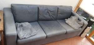 Leder-Relaxsessel COR 1-sitzer dunkelblau vintage mit Hocker wie das Sofa zur Abholung Bild 2