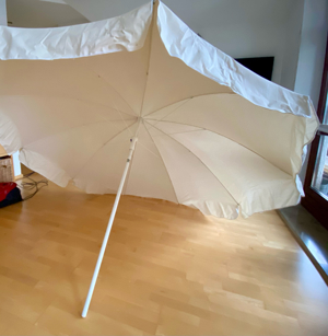Wertiger gr. Sonnenschirm Marktschirm    Schirm rund weiß m. Neigungsfkt. incl. Stange cremeweiß Bild 5