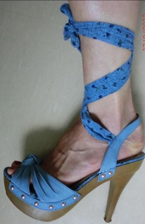 Spanische High Heels Leder Blau, Gr. 39 Bild 4
