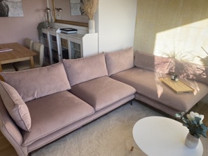 Sofa altrosa samt Ecksofa Couch Recamiere hell beige Bild 5