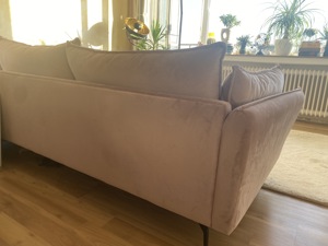 Sofa altrosa samt Ecksofa Couch Recamiere hell beige Bild 3