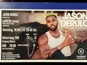 Jason Derulo 16.03.24 Köln 2x Top Sitzplatz Karten im Unterrang Block 206 Bild 5