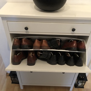 Schuhregal Holz weiß mit Schublade und 2 Böden für insgesamt 12 Paar Schuhe Bild 3