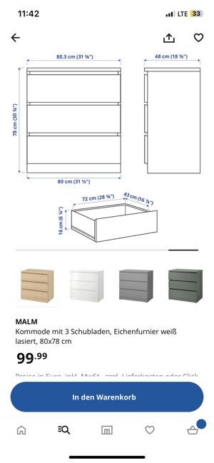 Malm Kommode in Holzoptik von Ikea Bild 3