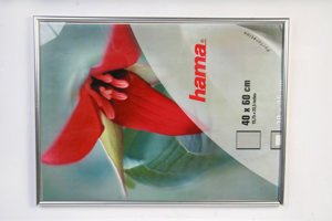 Kunststoff-Bilderrahmen 28x35 silber matt WALTHER Rundleiste 1cm zum Hängen 