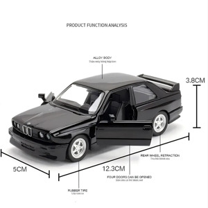 Modellauto 1987 BMW M3 Legierung 1:36 Spielzeug zum Zurückziehen aus Zink und Aluminium Weiß Bild 3