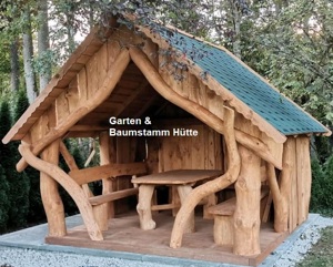 Gartenhütte - Gartenlaube - Baumstamm Pavillon Bild 1