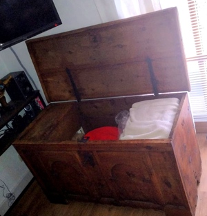  Antiquitätsunikat:  Uralte und sehr gepflegte HOLZTRUHE Bild 2