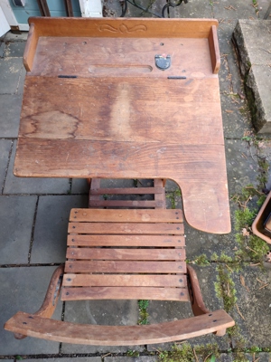 Antike Schulbank Naether Jugendstil Kinderschreibtisch Bild 4