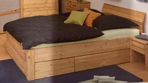 Holzbett  massiv Easy Sleep 140x200 cm incl Lattenrost + Schublade