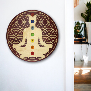 Blume des Lebens mit 7 Chakras | Meditation | Holzschild zum Aufhängen Bild 2