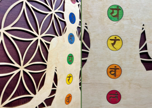 Blume des Lebens mit 7 Chakras | Meditation | Holzschild zum Aufhängen Bild 5