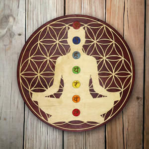 Blume des Lebens mit 7 Chakras | Meditation | Holzschild zum Aufhängen Bild 1
