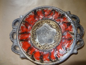 D Schale Keramikschale Lava Dekor ca. 70iger Jahre 26,5cm  33,5 h 6,5 einwandfrei erhalten