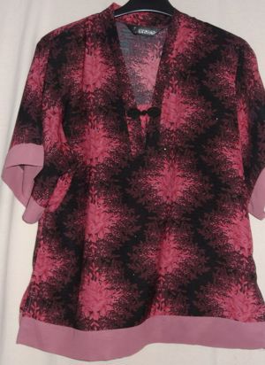 K Expzession Bluse Gr. 40 Tunika pink schwarz mit Glitzer ungetragen einwandfrei erhalten Kleidung D