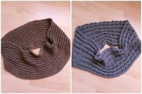 Schal beige und grau Strickschal Loopschal