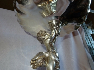 RIESEN Tafelaufsatz um 1900 Silber 925 Putte Tafelsilber Schale Engel Antik Bild 5