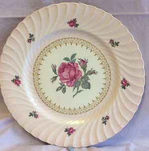 CG Burleigh Ware Burgess & Leigh Ltd Flacher Teller Pink Rose 27cm Alter Teller Speiseteller 