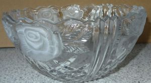 CP Schüssel aus Glas Glasschüssel mit Blütendekor ca. 1,6 kg H 11 21,5 7 einwandfrei erhalten