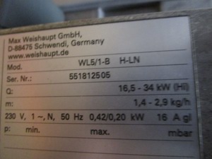 Weishaupt Ölbrenner WL5 1-B H-1LN, WTU25-G, 16-34KW Bild 3