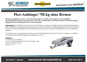 Humbaur Startrailer H 752010 - 750kg ohne Bremse - Ladefläche 205x110x30 cm - NEU  Bild 2