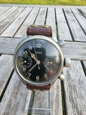 Hanhart Fliegeruhr Zweidrücker Chronograph Fliegerchronograph Telemeter Blatt