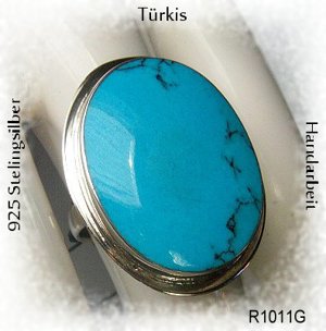 Ring 925 Silber, mit gefassten Türkisstein Bild 1