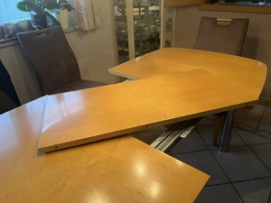 Massivholz Esstisch mit runden Chrombeinen Bild 5