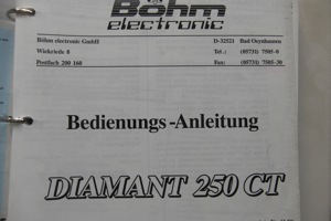 Orgel-Bedienungsanleitung Böhm DIAMANT 250 CT