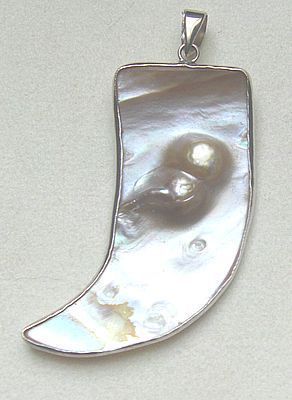 Perlmuttanhänger, 925 Silber mit Perleneinlage Bild 3