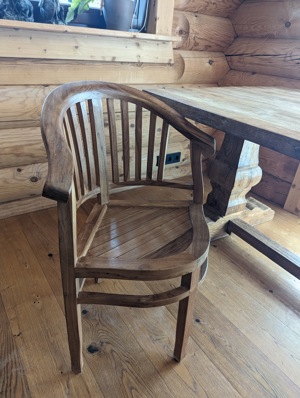 rustikaler Massivholz Esstisch mit 6 Stühlen  Bild 5