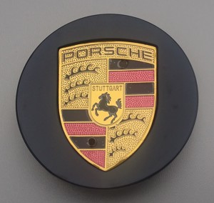Porsche Nabendeckel Felgendeckel Nabenkappen Schwarz glänzend Wappen farbig Bild 2