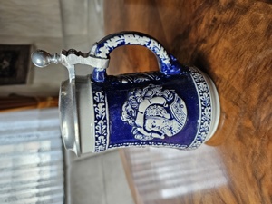 Verscheiedene Bierkrüge mit Zinndeckel, cobaltblau Bild 2