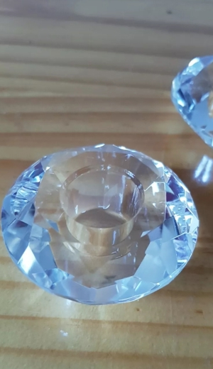 3 Kerzenhalter aus Glas  Diamantdesign  Bild 2
