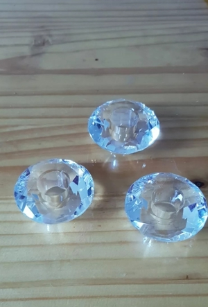 3 Kerzenhalter aus Glas  Diamantdesign  Bild 1